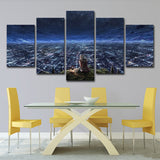 Girls Starry Sky View Canvas Bedroom Luminous Cityscape Wall Art in Dark Blue for Decor Dark Blue Clearhalo 'Art Gallery' 'Canvas Art' 'Kids' Arts' 1707234