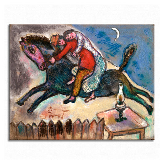 Couple on Horseback Wall Art Brown Canvas Painting Textured for Living Room, Multiple Sizes Clearhalo 'Art Gallery' 'Canvas Art' 'Traditional' Arts' 1707251