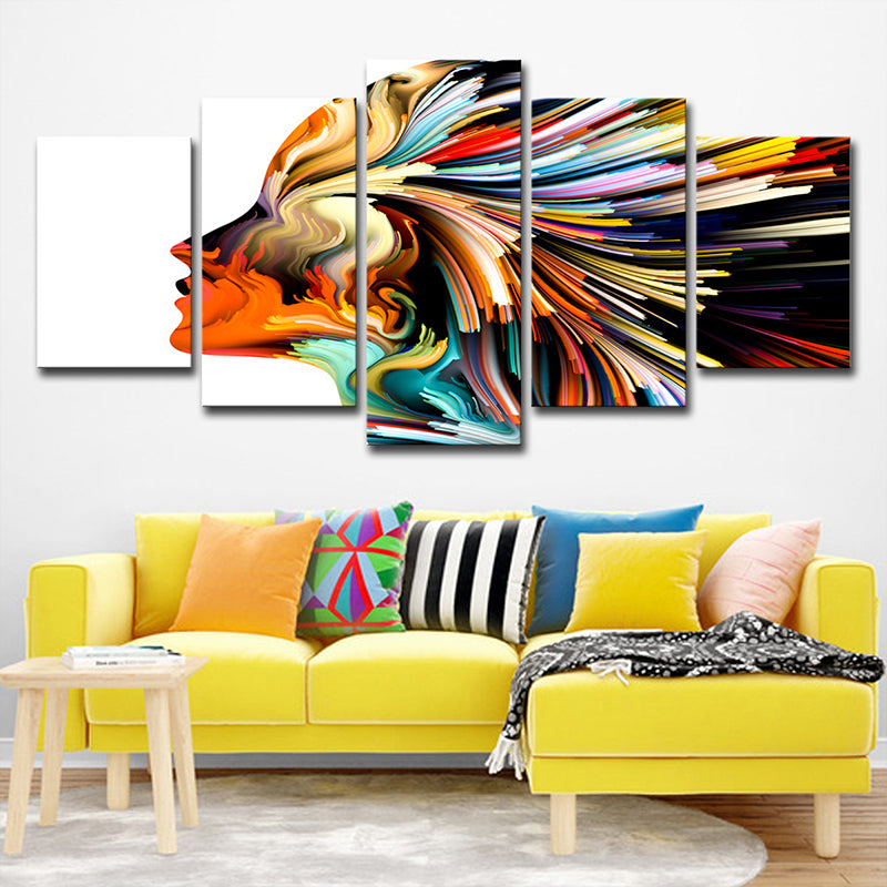 Digital Print Woman Wall Art Yellow-White Modernism Novelty Canvas for Living Room Clearhalo 'Art Gallery' 'Canvas Art' 'Contemporary Art Gallery' 'Modern' Arts' 1707282