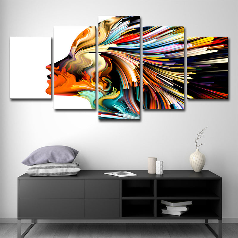 Digital Print Woman Wall Art Yellow-White Modernism Novelty Canvas for Living Room Clearhalo 'Art Gallery' 'Canvas Art' 'Contemporary Art Gallery' 'Modern' Arts' 1707283