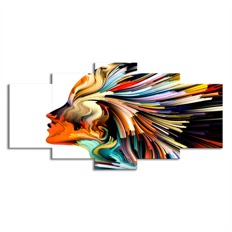 Digital Print Woman Wall Art Yellow-White Modernism Novelty Canvas for Living Room Clearhalo 'Art Gallery' 'Canvas Art' 'Contemporary Art Gallery' 'Modern' Arts' 1707284