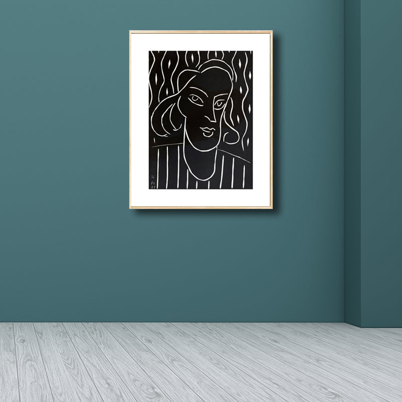 Drawing Print Minimalism Wall Art with Line Sketch Face Pattern in Black and White Black Design 3 Clearhalo 'Art Gallery' 'Canvas Art' 'Contemporary Art Gallery' 'Contemporary Art' 'Minimalism' 'Minimalist Art Gallery' 'Scandinavian' Arts' 1707295