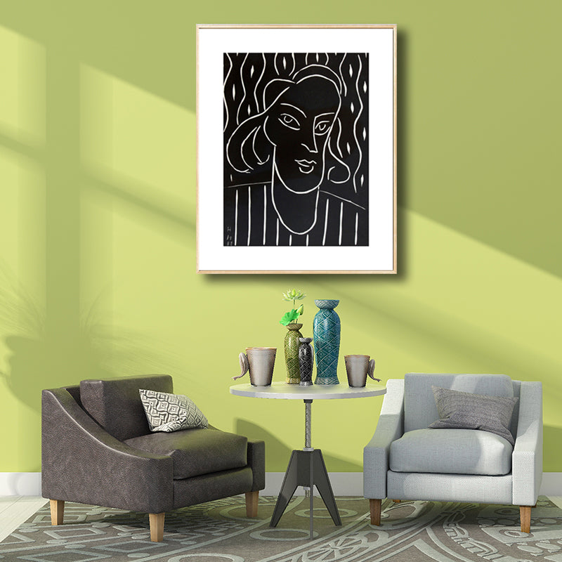 Drawing Print Minimalism Wall Art with Line Sketch Face Pattern in Black and White Clearhalo 'Art Gallery' 'Canvas Art' 'Contemporary Art Gallery' 'Contemporary Art' 'Minimalism' 'Minimalist Art Gallery' 'Scandinavian' Arts' 1707296