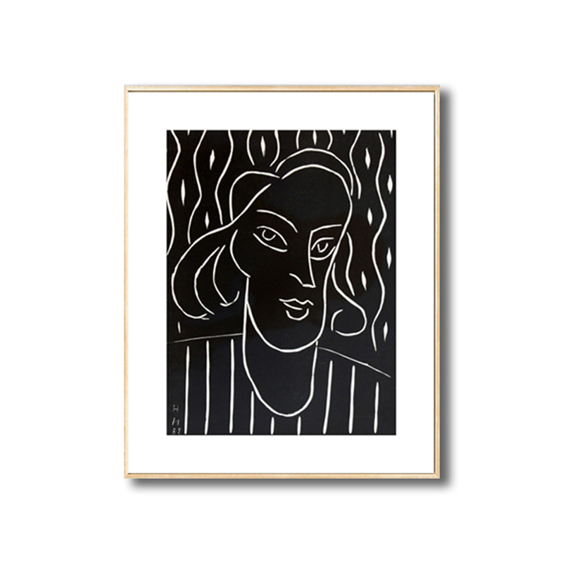 Drawing Print Minimalism Wall Art with Line Sketch Face Pattern in Black and White Clearhalo 'Art Gallery' 'Canvas Art' 'Contemporary Art Gallery' 'Contemporary Art' 'Minimalism' 'Minimalist Art Gallery' 'Scandinavian' Arts' 1707298