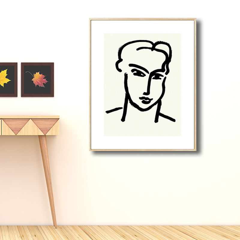 Drawing Print Minimalism Wall Art with Line Sketch Face Pattern in Black and White White Design 1 Clearhalo 'Art Gallery' 'Canvas Art' 'Contemporary Art Gallery' 'Contemporary Art' 'Minimalism' 'Minimalist Art Gallery' 'Scandinavian' Arts' 1707306