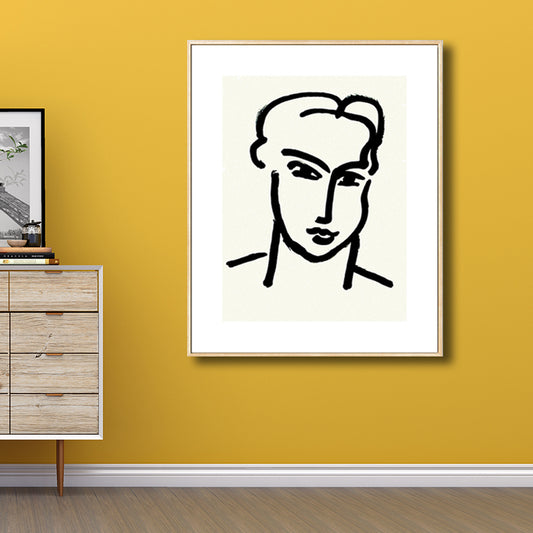 Drawing Print Minimalism Wall Art with Line Sketch Face Pattern in Black and White Clearhalo 'Art Gallery' 'Canvas Art' 'Contemporary Art Gallery' 'Contemporary Art' 'Minimalism' 'Minimalist Art Gallery' 'Scandinavian' Arts' 1707307