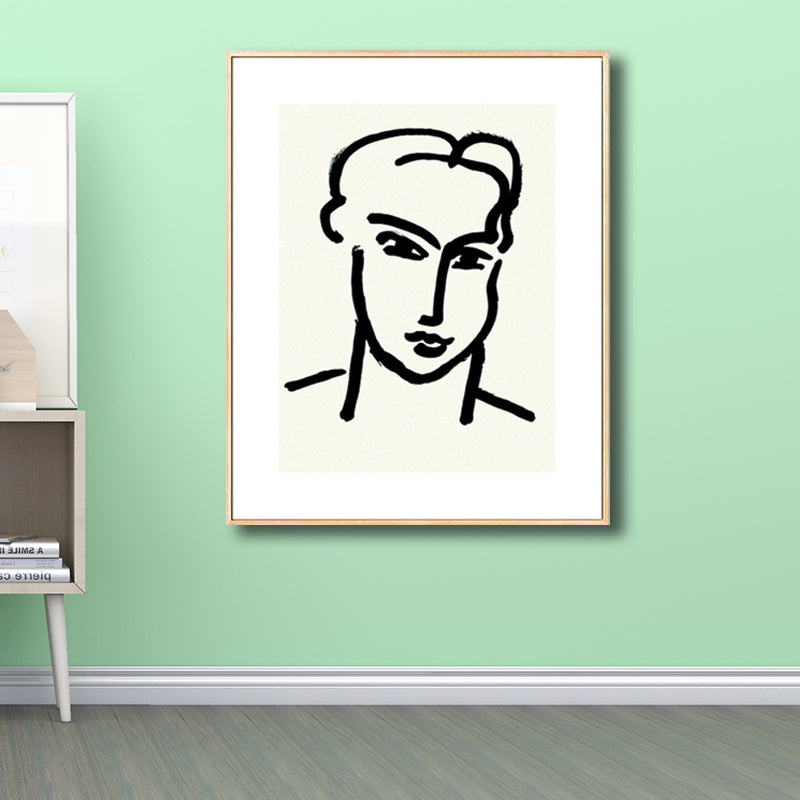 Drawing Print Minimalism Wall Art with Line Sketch Face Pattern in Black and White Clearhalo 'Art Gallery' 'Canvas Art' 'Contemporary Art Gallery' 'Contemporary Art' 'Minimalism' 'Minimalist Art Gallery' 'Scandinavian' Arts' 1707308