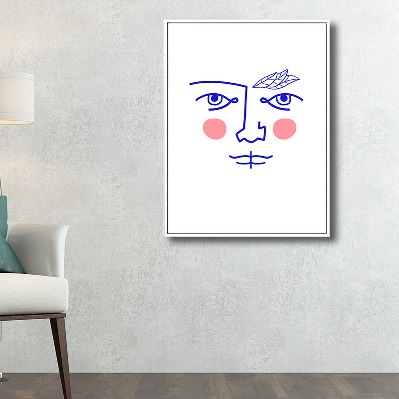 Pencil Line Figure Face Canvas Art Minimalism Textured Wall Decor in Pastel Color Clearhalo 'Art Gallery' 'Canvas Art' 'Contemporary Art Gallery' 'Contemporary Art' 'Minimalism' 'Minimalist Art Gallery' 'Scandinavian' Arts' 1707319