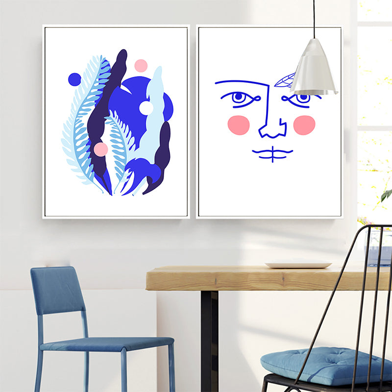 Pencil Line Figure Face Canvas Art Minimalism Textured Wall Decor in Pastel Color Clearhalo 'Art Gallery' 'Canvas Art' 'Contemporary Art Gallery' 'Contemporary Art' 'Minimalism' 'Minimalist Art Gallery' 'Scandinavian' Arts' 1707325