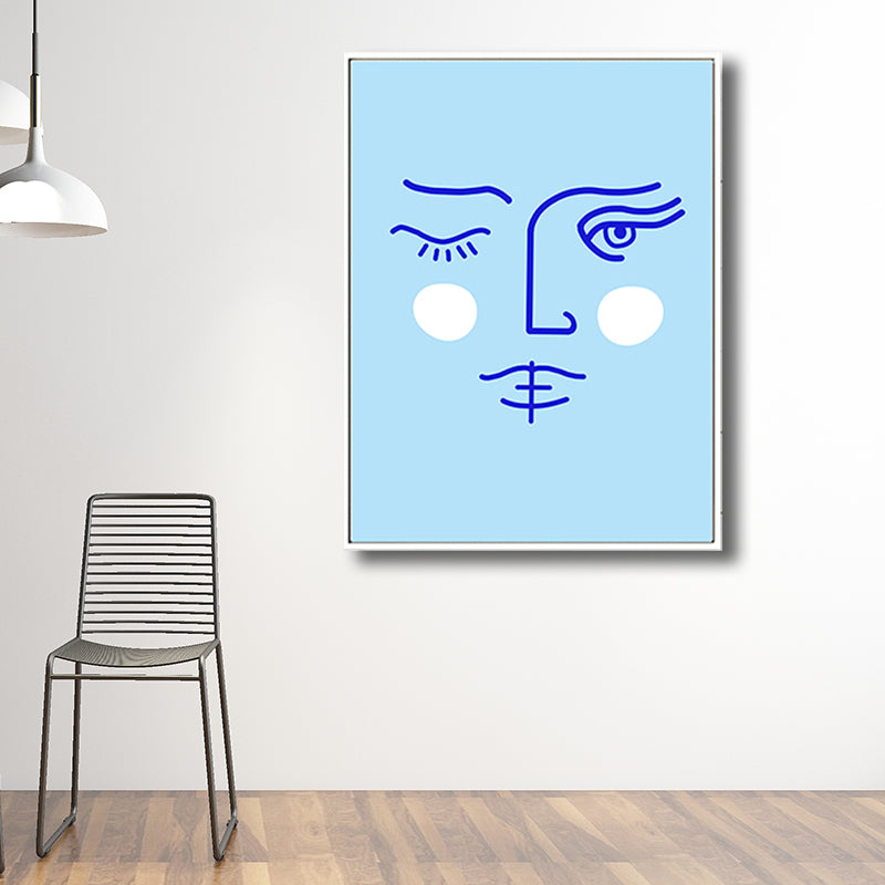 Pencil Line Figure Face Canvas Art Minimalism Textured Wall Decor in Pastel Color Clearhalo 'Art Gallery' 'Canvas Art' 'Contemporary Art Gallery' 'Contemporary Art' 'Minimalism' 'Minimalist Art Gallery' 'Scandinavian' Arts' 1707329