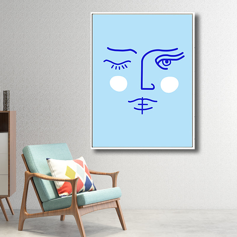 Pencil Line Figure Face Canvas Art Minimalism Textured Wall Decor in Pastel Color Clearhalo 'Art Gallery' 'Canvas Art' 'Contemporary Art Gallery' 'Contemporary Art' 'Minimalism' 'Minimalist Art Gallery' 'Scandinavian' Arts' 1707330