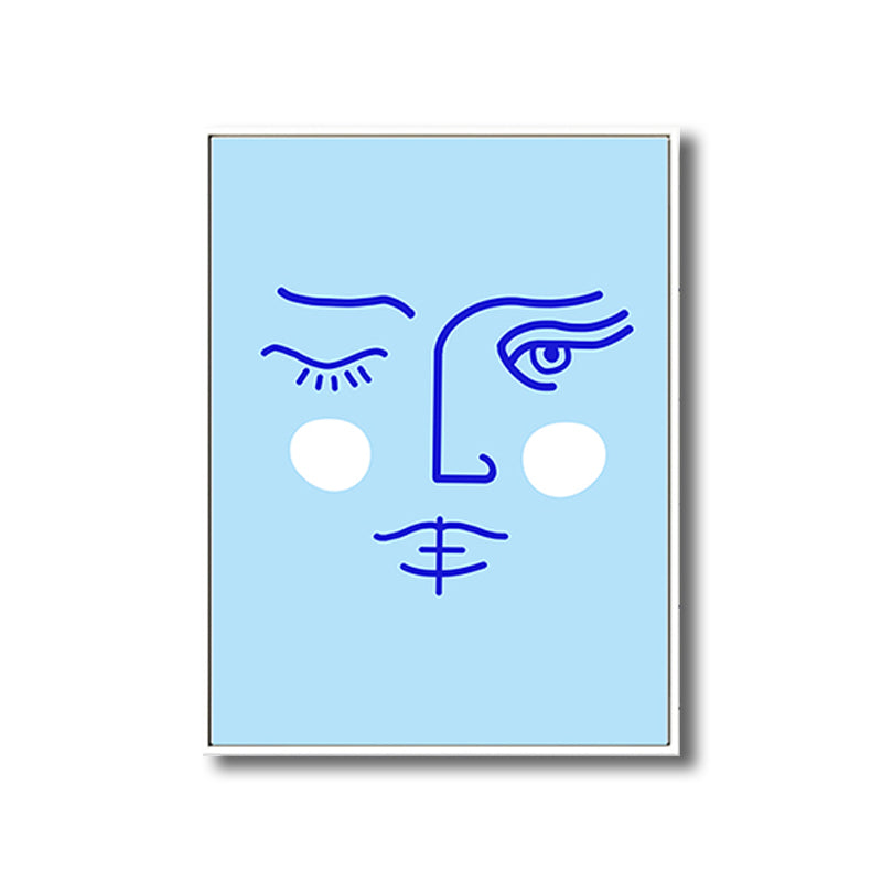 Pencil Line Figure Face Canvas Art Minimalism Textured Wall Decor in Pastel Color Clearhalo 'Art Gallery' 'Canvas Art' 'Contemporary Art Gallery' 'Contemporary Art' 'Minimalism' 'Minimalist Art Gallery' 'Scandinavian' Arts' 1707331