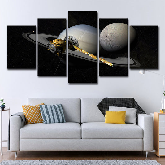 Grey Planet Satellite Canvas Art Multi-Piece Science Fiction Living Room Wall Decor Clearhalo 'Art Gallery' 'Canvas Art' 'Kids' Arts' 1707431