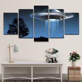 Science Fiction UFO Wall Art Boys Bedroom Canvas Print in Dark Blue, Multi-Piece Dark Blue