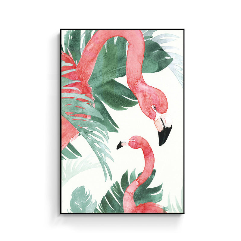 Tropical Style Flamingo Painting in Pastel Color Textured Canvas for Dining Room Clearhalo 'Art Gallery' 'Canvas Art' 'Coastal Art Gallery' 'Tropical' Arts' 1707454