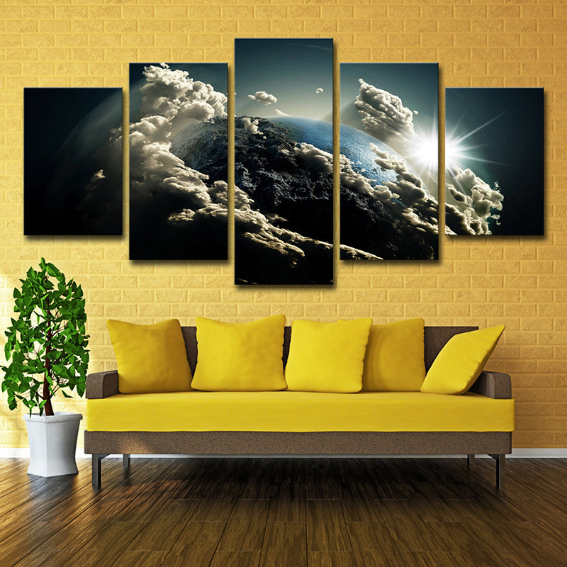 Digital Print Planet Canvas Dark Blue Science Fiction Wall Art for Living Room Clearhalo 'Art Gallery' 'Canvas Art' 'Kids' Arts' 1707470