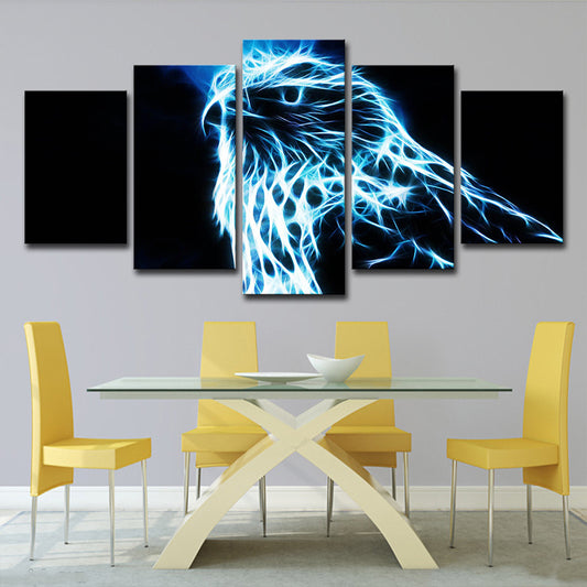 Eagle Canvas Wall Art Living Room Animal Wall Decor in Blue on Black, Multi-Piece Clearhalo 'Art Gallery' 'Canvas Art' 'Contemporary Art Gallery' 'Modern' Arts' 1707491