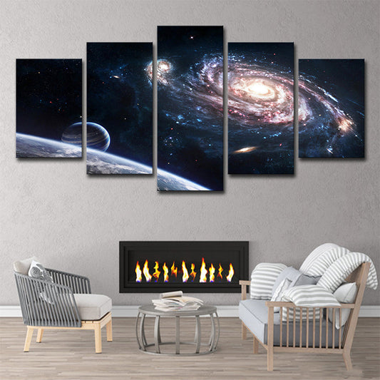Space Vortex Canvas Print Pink and Black Science Fiction Wall Art Decor for Bedroom Pink Clearhalo 'Art Gallery' 'Canvas Art' 'Kids' Arts' 1707526