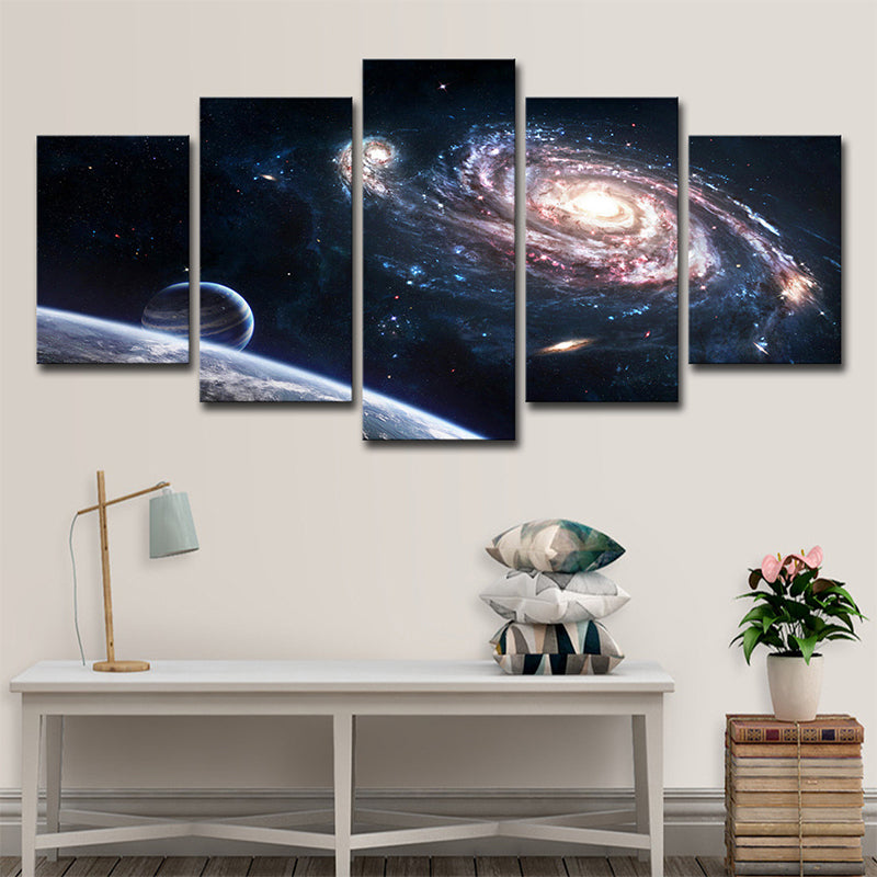 Space Vortex Canvas Print Pink and Black Science Fiction Wall Art Decor for Bedroom Clearhalo 'Art Gallery' 'Canvas Art' 'Kids' Arts' 1707527