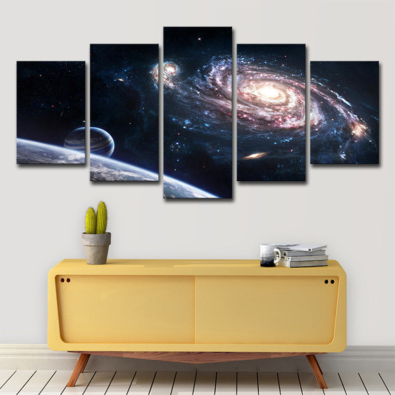 Space Vortex Canvas Print Pink and Black Science Fiction Wall Art Decor for Bedroom Clearhalo 'Art Gallery' 'Canvas Art' 'Kids' Arts' 1707528