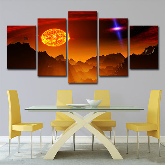 Fantasy Space Planet Canvas Art Science Fiction Multi-Piece Wall Decor in Orange for Bedroom Orange Clearhalo 'Art Gallery' 'Canvas Art' 'Kids' Arts' 1707554