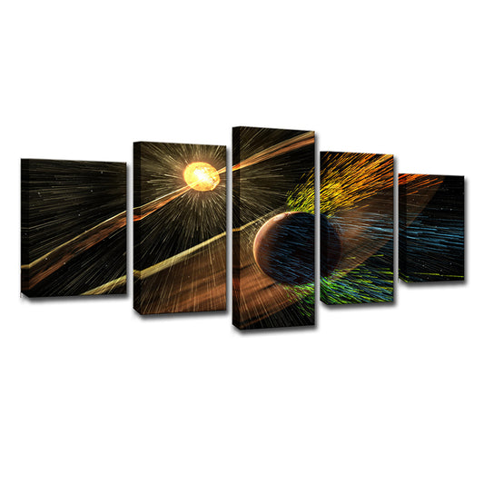 Fictional Space Planets Wall Art Canvas Multi-Piece Yellow Wall Decor for Sitting Room Clearhalo 'Art Gallery' 'Canvas Art' 'Kids' Arts' 1707580