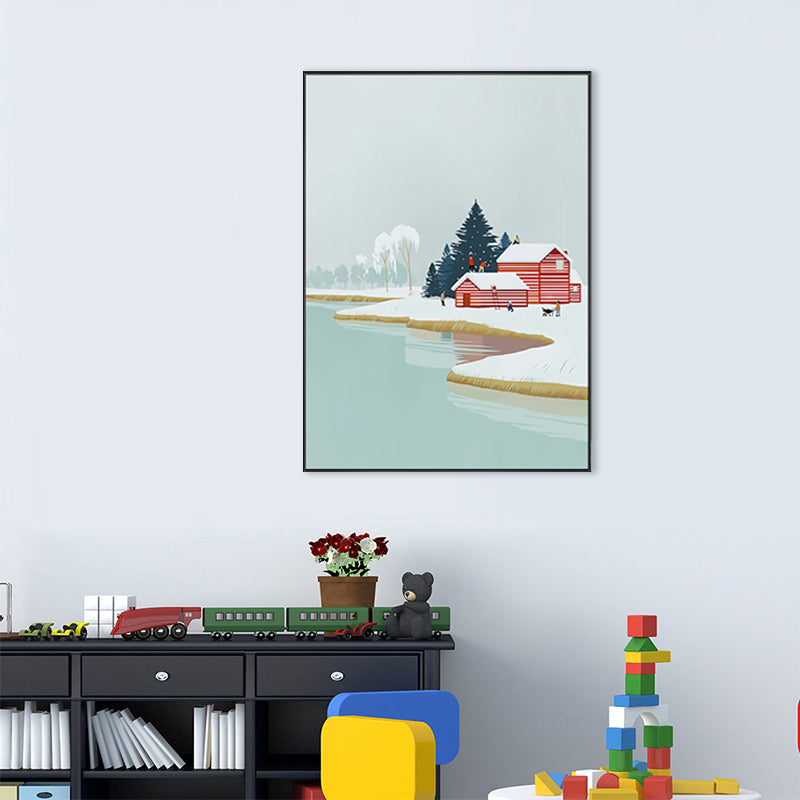Illustration Childrens Art Wall Decor with Seasonal Scenery in Light Color for Bedroom Clearhalo 'Art Gallery' 'Canvas Art' 'Kids' Arts' 1707654