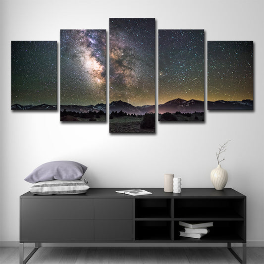 Kids Galaxy Starry Night Canvas Black Multi-Piece Wall Art Print for Living Room Black
