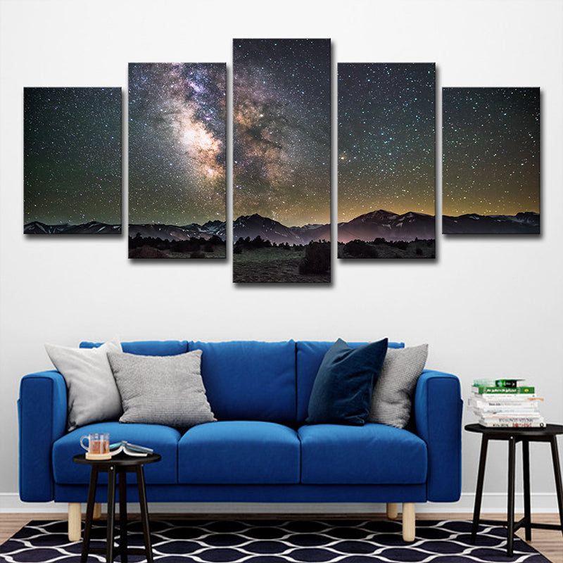 Kids Galaxy Starry Night Canvas Black Multi-Piece Wall Art Print for Living Room Clearhalo 'Art Gallery' 'Canvas Art' 'Kids' Arts' 1707683