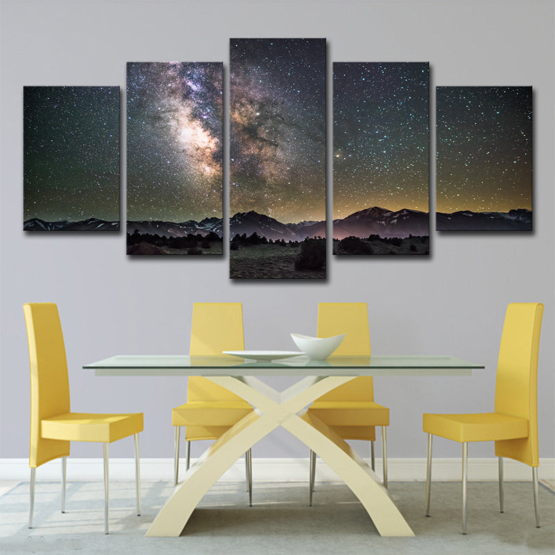 Kids Galaxy Starry Night Canvas Black Multi-Piece Wall Art Print for Living Room Clearhalo 'Art Gallery' 'Canvas Art' 'Kids' Arts' 1707684