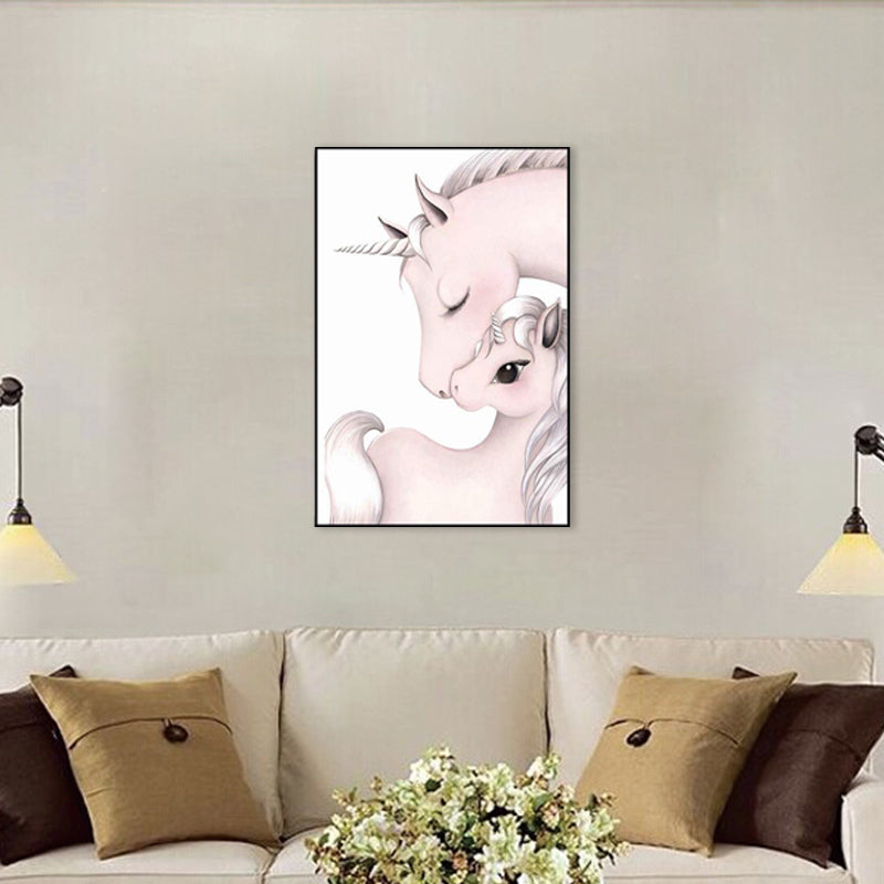 Kids Style Wall Art Print Pink Novelty Unicorn Painting, Multiple Sizes Available Clearhalo 'Art Gallery' 'Canvas Art' 'Kids' Arts' 1707744