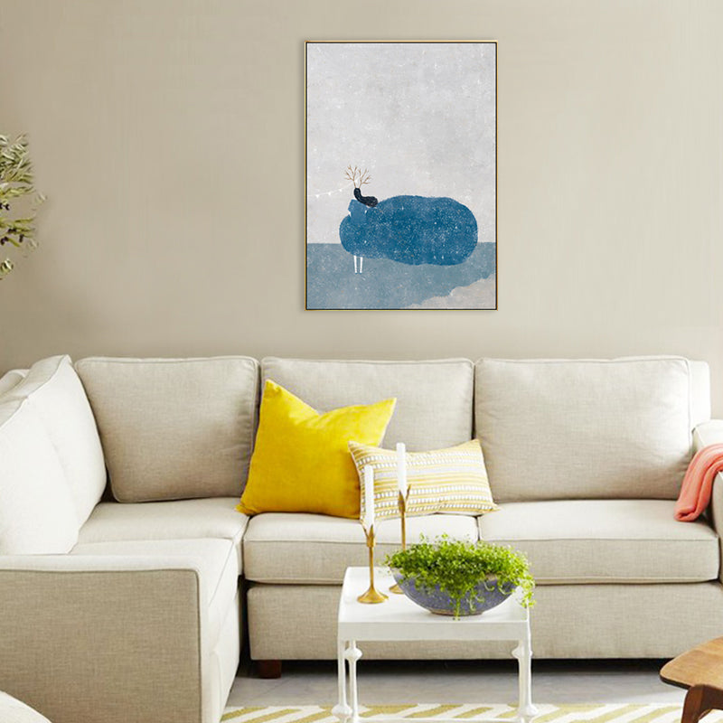 Dreamy Girls Playing Drawing Canvas House Interior Figure Print Wall Art in Soft Color Clearhalo 'Art Gallery' 'Canvas Art' 'Kids' Arts' 1707764