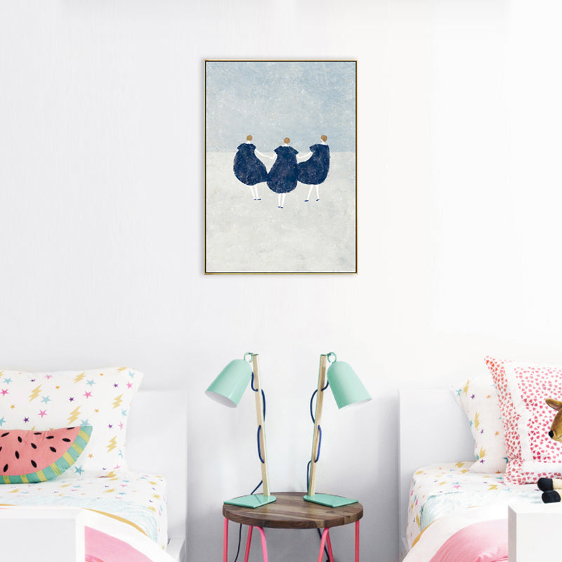 Dreamy Girls Playing Drawing Canvas House Interior Figure Print Wall Art in Soft Color Clearhalo 'Art Gallery' 'Canvas Art' 'Kids' Arts' 1707770