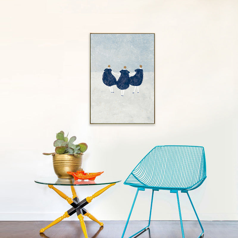 Dreamy Girls Playing Drawing Canvas House Interior Figure Print Wall Art in Soft Color Clearhalo 'Art Gallery' 'Canvas Art' 'Kids' Arts' 1707771