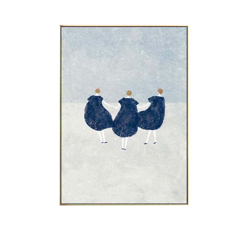 Dreamy Girls Playing Drawing Canvas House Interior Figure Print Wall Art in Soft Color Clearhalo 'Art Gallery' 'Canvas Art' 'Kids' Arts' 1707772