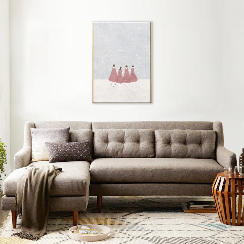 Dreamy Girls Playing Drawing Canvas House Interior Figure Print Wall Art in Soft Color Clearhalo 'Art Gallery' 'Canvas Art' 'Kids' Arts' 1707774