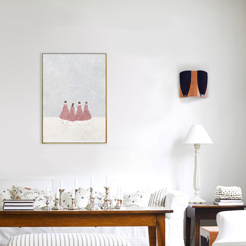 Dreamy Girls Playing Drawing Canvas House Interior Figure Print Wall Art in Soft Color Clearhalo 'Art Gallery' 'Canvas Art' 'Kids' Arts' 1707775