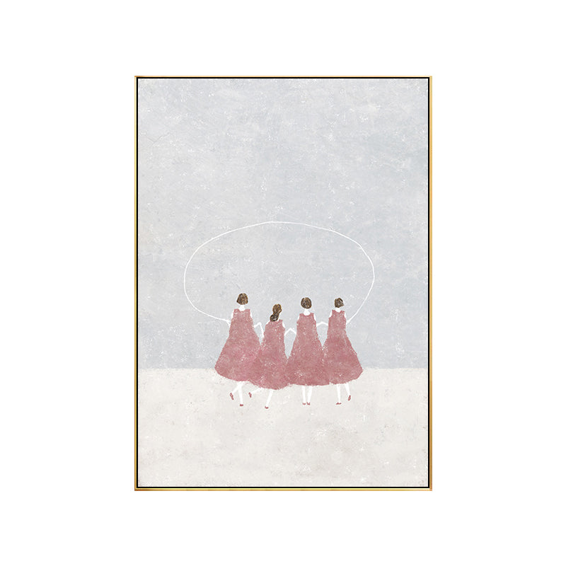 Dreamy Girls Playing Drawing Canvas House Interior Figure Print Wall Art in Soft Color Clearhalo 'Art Gallery' 'Canvas Art' 'Kids' Arts' 1707776