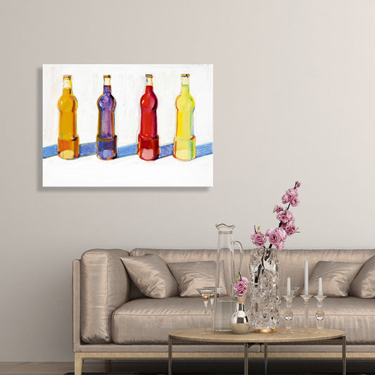 Beverage Bottles Wall Decor in Yellow Traditional Style Painting for Living Room Yellow Clearhalo 'Art Gallery' 'Canvas Art' 'Traditional' Arts' 1707842