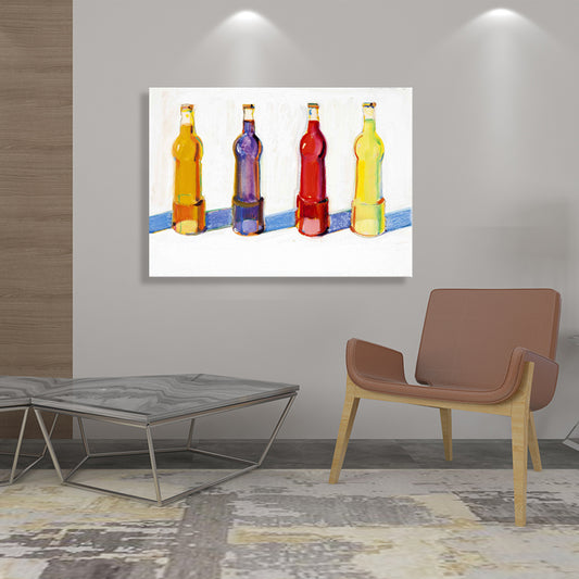 Beverage Bottles Wall Decor in Yellow Traditional Style Painting for Living Room Clearhalo 'Art Gallery' 'Canvas Art' 'Traditional' Arts' 1707843