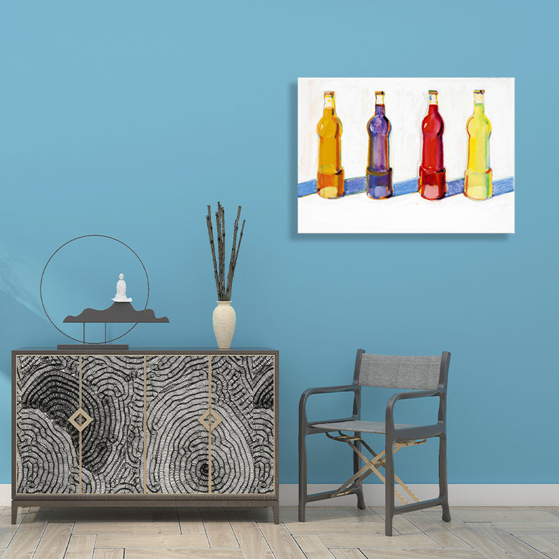 Beverage Bottles Wall Decor in Yellow Traditional Style Painting for Living Room Clearhalo 'Art Gallery' 'Canvas Art' 'Traditional' Arts' 1707844