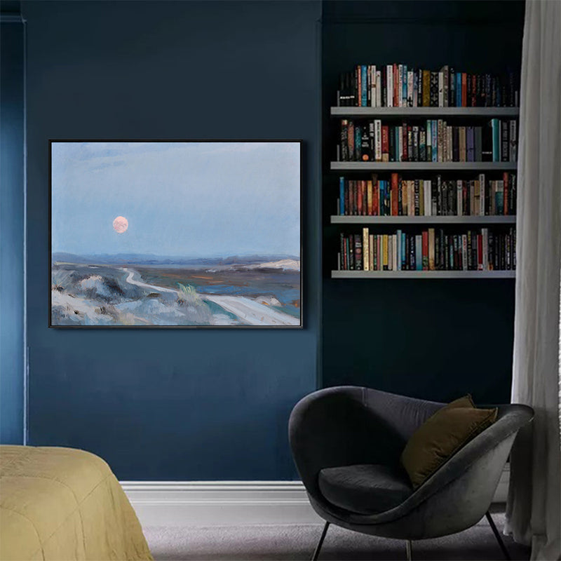 Vintage Painting Landscapes Wall Art Pastel Color Textured Canvas Print for Living Room Blue Clearhalo 'Art Gallery' 'Canvas Art' 'Country Art Gallery' 'French Country' 'Rustic' Arts' 1707883