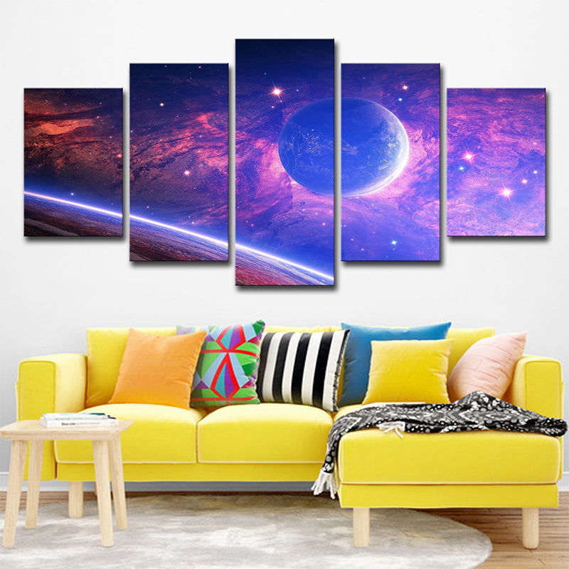 Science Fiction Wall Art Purple Universe Planets Canvas for House Interior Clearhalo 'Art Gallery' 'Canvas Art' 'Kids' Arts' 1707892