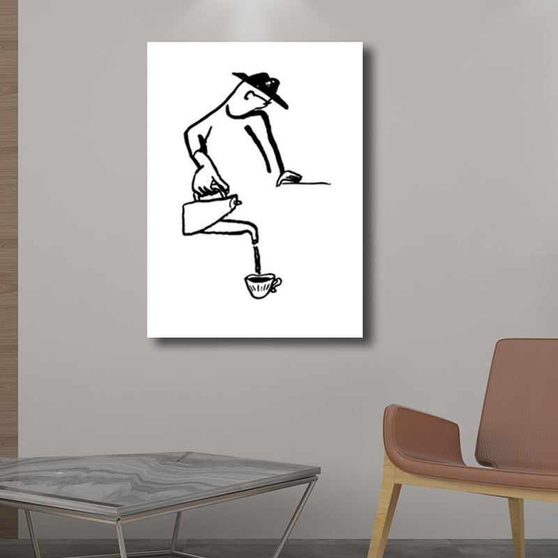 Mans Leisure Time Drawing Canvas in Black and White Minimalism Wall Art for Room Clearhalo 'Art Gallery' 'Canvas Art' 'Contemporary Art Gallery' 'Contemporary Art' 'Minimalism' 'Minimalist Art Gallery' 'Scandinavian' Arts' 1707917