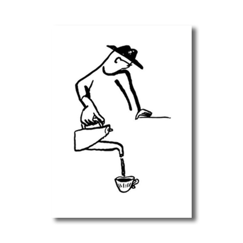 Mans Leisure Time Drawing Canvas in Black and White Minimalism Wall Art for Room Clearhalo 'Art Gallery' 'Canvas Art' 'Contemporary Art Gallery' 'Contemporary Art' 'Minimalism' 'Minimalist Art Gallery' 'Scandinavian' Arts' 1707919
