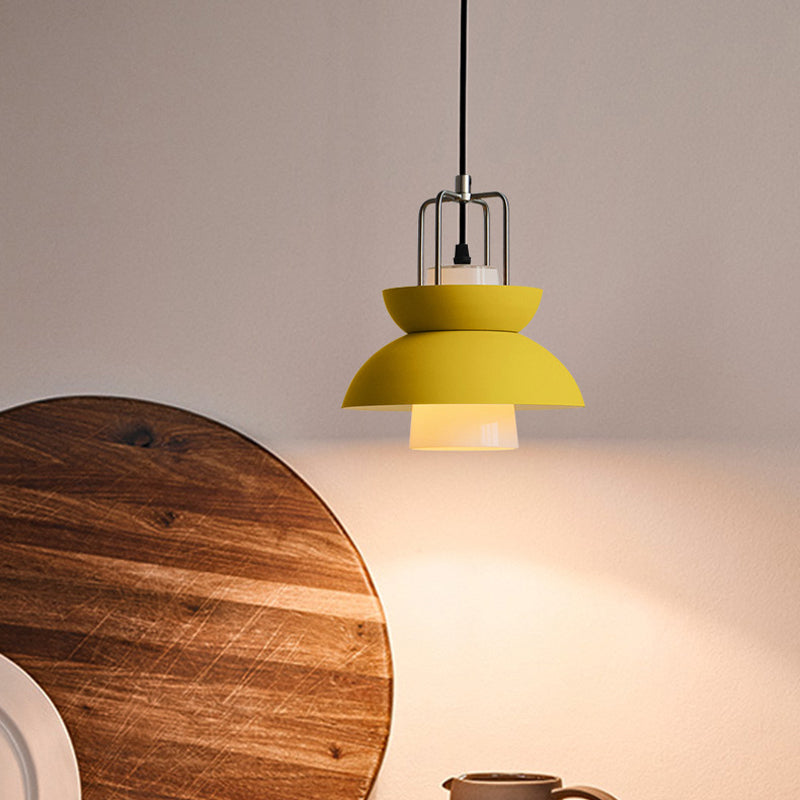 1 Light Bedroom Ceiling Light Fixture with Bowl Metallic Shade Macaron Style Gray/Pink Hanging Lamp Clearhalo 'Ceiling Lights' 'Modern Pendants' 'Modern' 'Pendant Lights' 'Pendants' Lighting' 170792