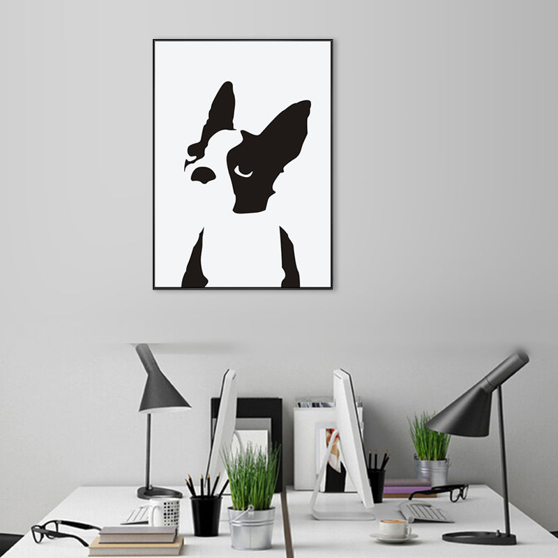 Kids Style Bulldog Art Canvas White Domesticated Animal Painting, Multiple Sizes Available Clearhalo 'Art Gallery' 'Canvas Art' 'Kids' Arts' 1707929