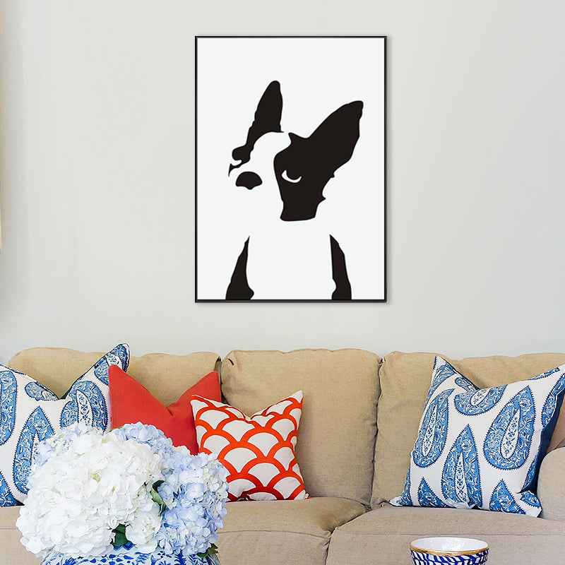 Kids Style Bulldog Art Canvas White Domesticated Animal Painting, Multiple Sizes Available Clearhalo 'Art Gallery' 'Canvas Art' 'Kids' Arts' 1707930