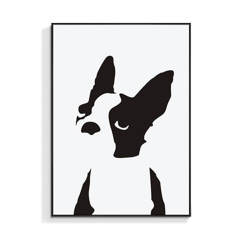 Kids Style Bulldog Art Canvas White Domesticated Animal Painting, Multiple Sizes Available Clearhalo 'Art Gallery' 'Canvas Art' 'Kids' Arts' 1707931