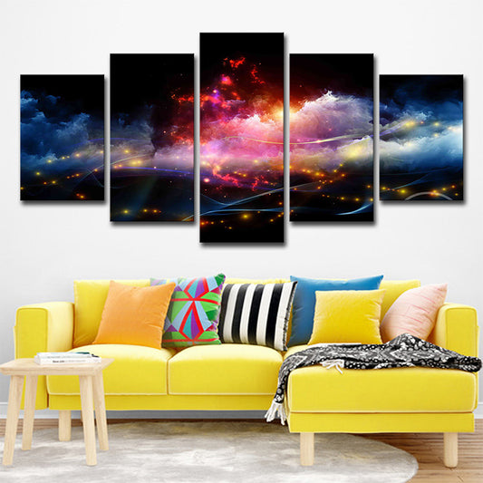 Luminous City View Canvas Print Living Room Cloudy Night Scene Wall Art in Black Clearhalo 'Art Gallery' 'Canvas Art' 'Contemporary Art Gallery' 'Modern' Arts' 1707943